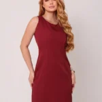Vestido Midi Alfaiataria Regata Cristã Evangélica No Joelho - Marsala