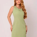 Vestido Midi Alfaiataria Regata Cristã Evangélica No Joelho - Verde