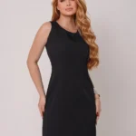 Vestido Midi Alfaiataria Regata Cristã Evangélica No Joelho - Preto