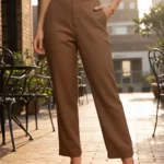 Calça Social Feminino Alfaiataria Trabalho Casual Fashion - Marrom